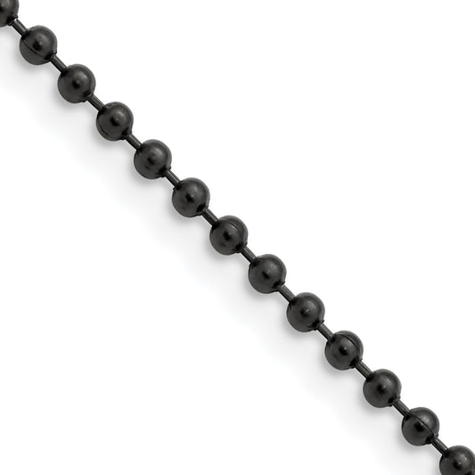 Stainless Steel Chisel Polished Black Ip-Plated 2.4mm 18 Inch Ball Chain