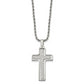 Stainless Steel Chisel Polished And Laser Cut Moveable Cross Pendant On A 22 Inch Rope Chain Necklace