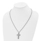 Stainless Steel Chisel Polished And Laser Cut Moveable Cross Pendant On A 22 Inch Rope Chain Necklace