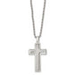 Stainless Steel Chisel Polished And Laser Cut Moveable Cross Pendant On A 22 Inch Rope Chain Necklace