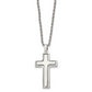 Stainless Steel Chisel Polished And Laser Cut Moveable Cross Pendant On A 22 Inch Rope Chain Necklace