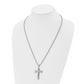 Stainless Steel Chisel Polished And Laser Cut Cross Pendant On A 24 Inch Rope Chain Necklace