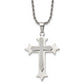 Stainless Steel Chisel Polished And Laser Cut Cross Pendant On A 24 Inch Rope Chain Necklace