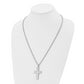 Stainless Steel Chisel Polished Laser Cut Edges Cross Pendant On A 24 Inch Rope Chain Necklace