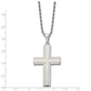 Stainless Steel Chisel Polished Laser Cut Edges Cross Pendant On A 24 Inch Rope Chain Necklace