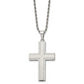 Stainless Steel Chisel Polished Laser Cut Edges Cross Pendant On A 24 Inch Rope Chain Necklace