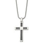 Stainless Steel Chisel Brushed And Polished With Cable Cross Pendant On A 24 Inch Snake Chain Necklace