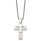 Stainless Steel Chisel Brushed And Polished Double Cross Pendant On A 24 Inch Box Chain Necklace