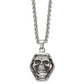 Stainless Steel Chisel Antiqued And Polished Skull Pendant On A 24 Inch Cable Chain Necklace