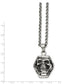 Stainless Steel Chisel Antiqued And Polished Skull Pendant On A 24 Inch Cable Chain Necklace