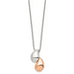 Stainless Steel Chisel Polished Rose Ip-Plated Teardrops Pendant On An 18 Inch Cable Chain Necklace