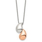 Stainless Steel Chisel Polished Rose Ip-Plated Teardrops Pendant On An 18 Inch Cable Chain Necklace