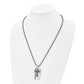 Stainless Steel Chisel Brushed With Enamel And Cz 2 Piece Cross Dog Tag On A 24 Inch Ball Chain Necklace