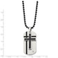 Stainless Steel Chisel Brushed With Enamel And Cz 2 Piece Cross Dog Tag On A 24 Inch Ball Chain Necklace