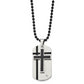 Stainless Steel Chisel Brushed With Enamel And Cz 2 Piece Cross Dog Tag On A 24 Inch Ball Chain Necklace