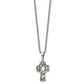 Stainless Steel Chisel Antiqued And Brushed Celtic Cross Pendant On An 18 Inch Cable Chain Necklace