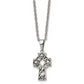 Stainless Steel Chisel Antiqued And Brushed Celtic Cross Pendant On An 18 Inch Cable Chain Necklace