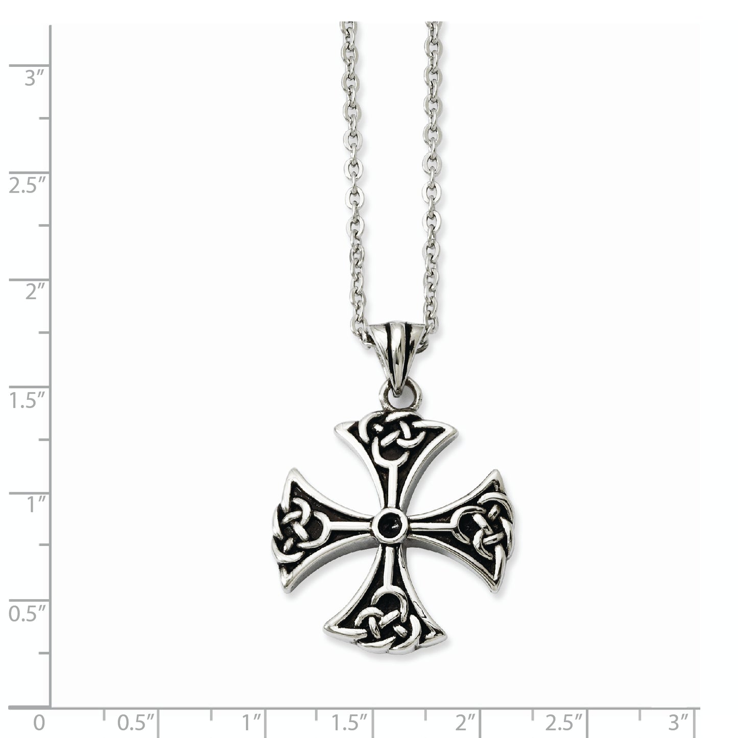 Stainless Steel Antiqued Cross Pendant Necklace