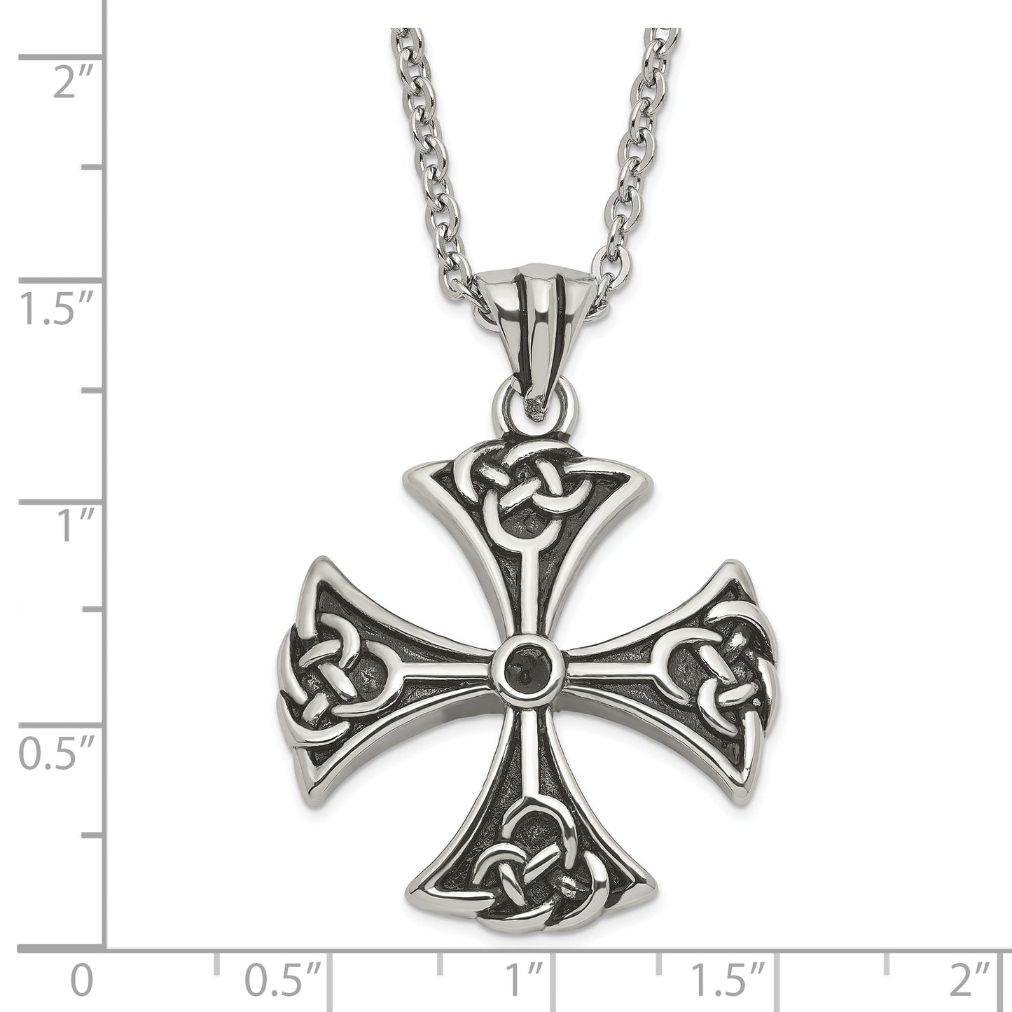 Stainless Steel Antiqued Cross Pendant Necklace