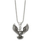 Stainless Steel Chisel Antiqued And Polished Screaming Eagle Pendant On A 22 Inch Ball Chain Necklace