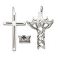 Stainless Steel Chisel Polished And Enameled 2 Piece Cross With Crown Pendant On A 22 Inch Curb Chain Necklace