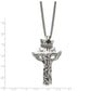 Stainless Steel Chisel Polished And Enameled 2 Piece Cross With Crown Pendant On A 22 Inch Curb Chain Necklace