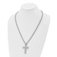 Stainless Steel Chisel Polished With Cz Cross Pendant On A 24 Inch Rope Chain Necklace