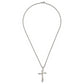 Stainless Steel Chisel Polished Wavy Cross Pendant On A 22 Inch Curb Chain Necklace