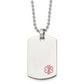 Stainless Steel Chisel Polished With Red Enamel Medical Id Dog Tag On A 24 Inch Ball Chain Necklace