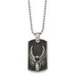 Stainless Steel Chisel Antiqued And Polished Black Ip-Plated Grenade With Wings Dog Tag On A 22 Inch Ball Chain Necklace