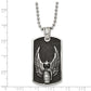 Stainless Steel Chisel Antiqued And Polished Black Ip-Plated Grenade With Wings Dog Tag On A 22 Inch Ball Chain Necklace