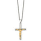 Stainless Steel Chisel Polished Yellow Ip-Plated Crucifix Pendant On A 20 Inch Cable Chain Necklace