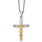 Stainless Steel Chisel Polished Yellow Ip-Plated Crucifix Pendant On A 20 Inch Cable Chain Necklace