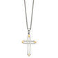 Stainless Steel Chisel Polished Yellow Ip-Plated Cross Pendant On A 22 Inch Curb Chain Necklace