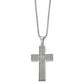 Stainless Steel Chisel Polished Black Ip-Plated 1/20 Carat Diamond Striped Cross Pendant On A 22 Inch Ball Chain Necklace