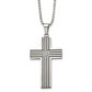 Stainless Steel Chisel Polished Black Ip-Plated 1/20 Carat Diamond Striped Cross Pendant On A 22 Inch Ball Chain Necklace