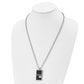 Stainless Steel Chisel Polished Black Ip-Plated With Cz Dad Dog Tag On A 24 Inch Ball Chain Necklace