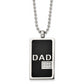 Stainless Steel Chisel Polished Black Ip-Plated With Cz Dad Dog Tag On A 24 Inch Ball Chain Necklace