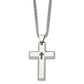 Stainless Steel Chisel Polished 1/10 Carat Black Diamond Cross Pendant On A 22 Inch Curb Chain Necklace