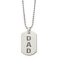 Stainless Steel Chisel Polished And Lasered Dad Dog Tag On A 24 Inch Ball Chain Necklace