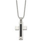 Stainless Steel Chisel Polished Black Ip-Plated Cable 1/20 Carat Diamond Cross Pendant Ona 24 Inch Ball Chain Necklace