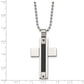 Stainless Steel Chisel Polished Black Ip-Plated Cable 1/20 Carat Diamond Cross Pendant Ona 24 Inch Ball Chain Necklace