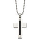 Stainless Steel Chisel Polished Black Ip-Plated Cable 1/20 Carat Diamond Cross Pendant Ona 24 Inch Ball Chain Necklace