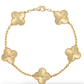 Clover Floral Alhambra Style Bracelet in Solid 14K Yellow Gold (Heavier Option)