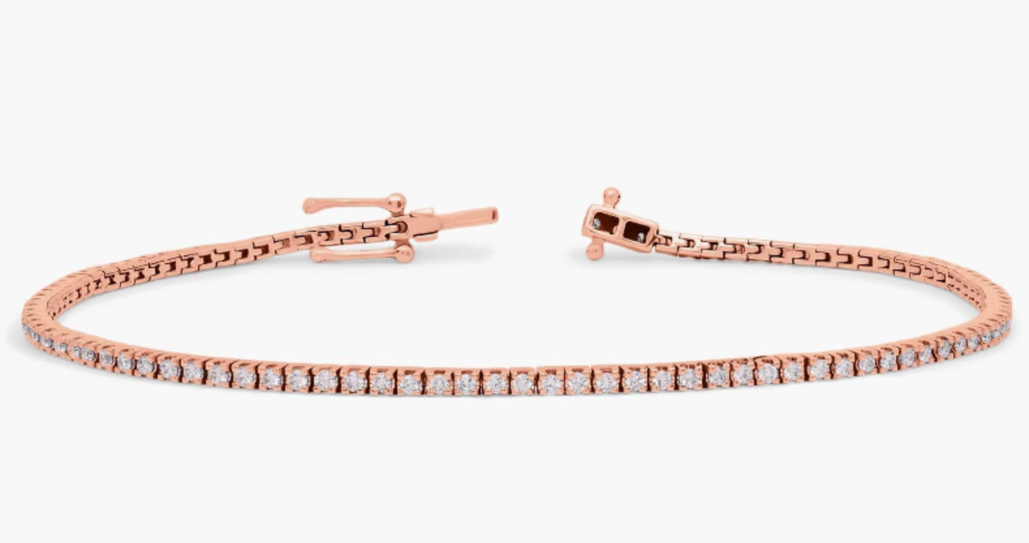 1.0 ct. tw. Classic Four-Prong Natural Diamond Tennis Bracelet in 14K Rose Gold