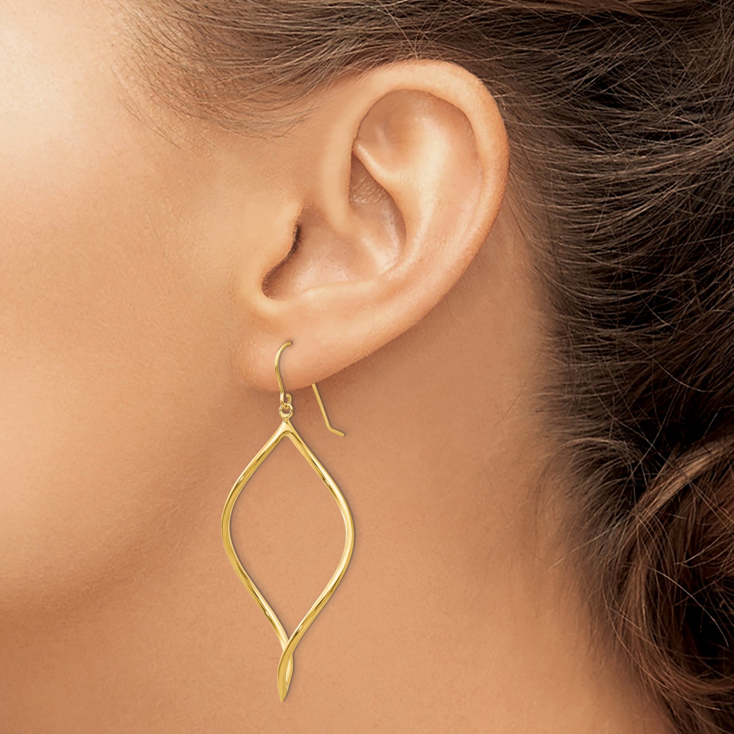 14K Yellow Gold Twisted Drop Earrings