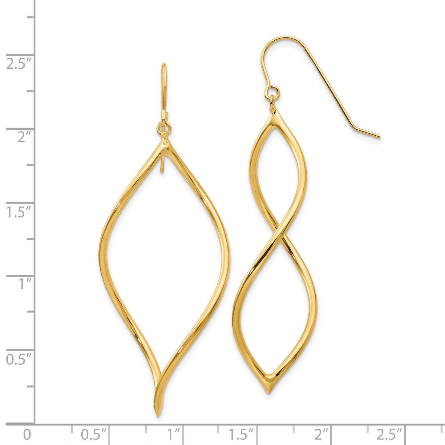 14K Yellow Gold Twisted Drop Earrings