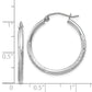 14K White Gold Satin And Diamond-Cut 2mm Round Hoop Earrings