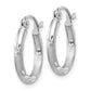 14K White Gold Satin And Diamond-Cut 2mm Round Hoop Earrings