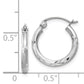 14K White Gold Satin And Diamond-Cut 2mm Round Hoop Earrings